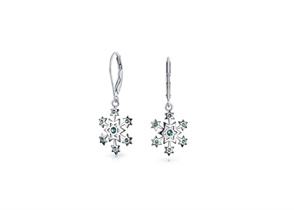 Snowflake Dangle Lever Back Gemstone Earrings